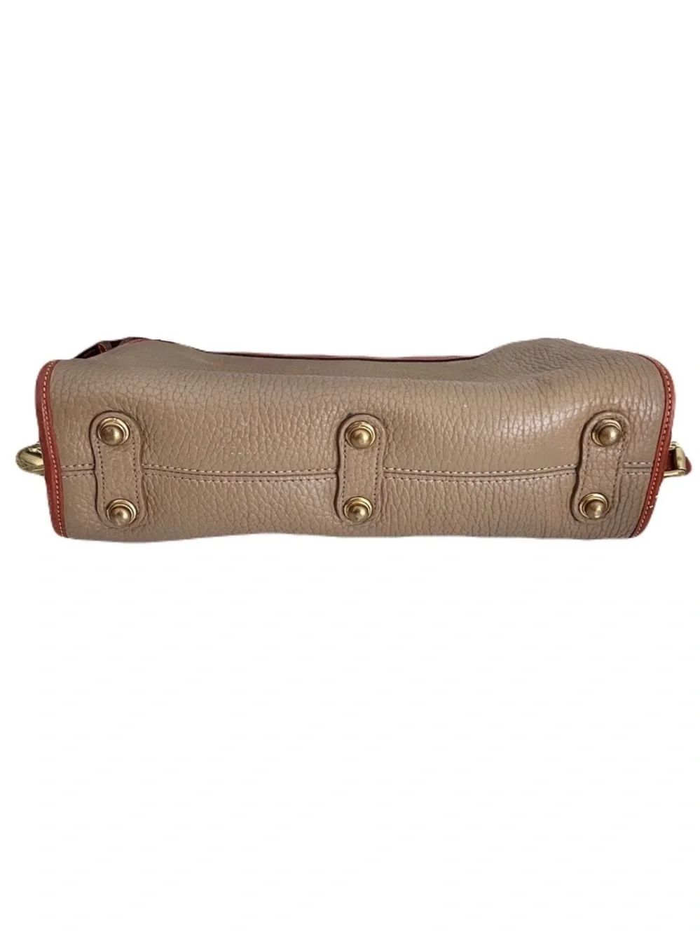 Vintage Dooney & Bourke Taupe Pebble Leather ‘Large Zip Top’ Crossbody Bag